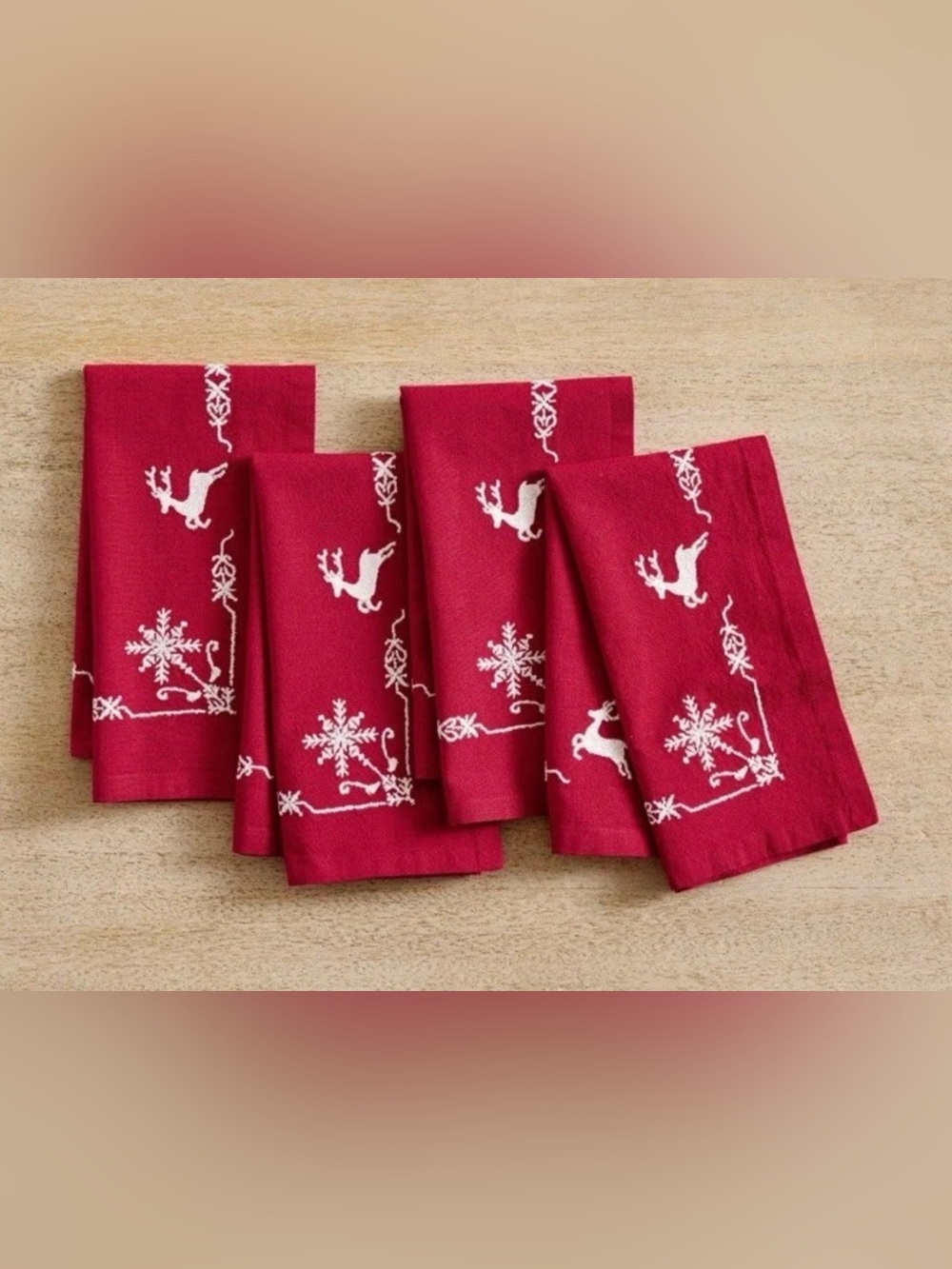 Pottery Barn Embroidered Cotton Napkins ~  ( Set of 4 )